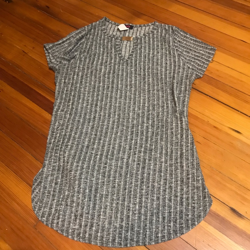 Plus size gray knit top